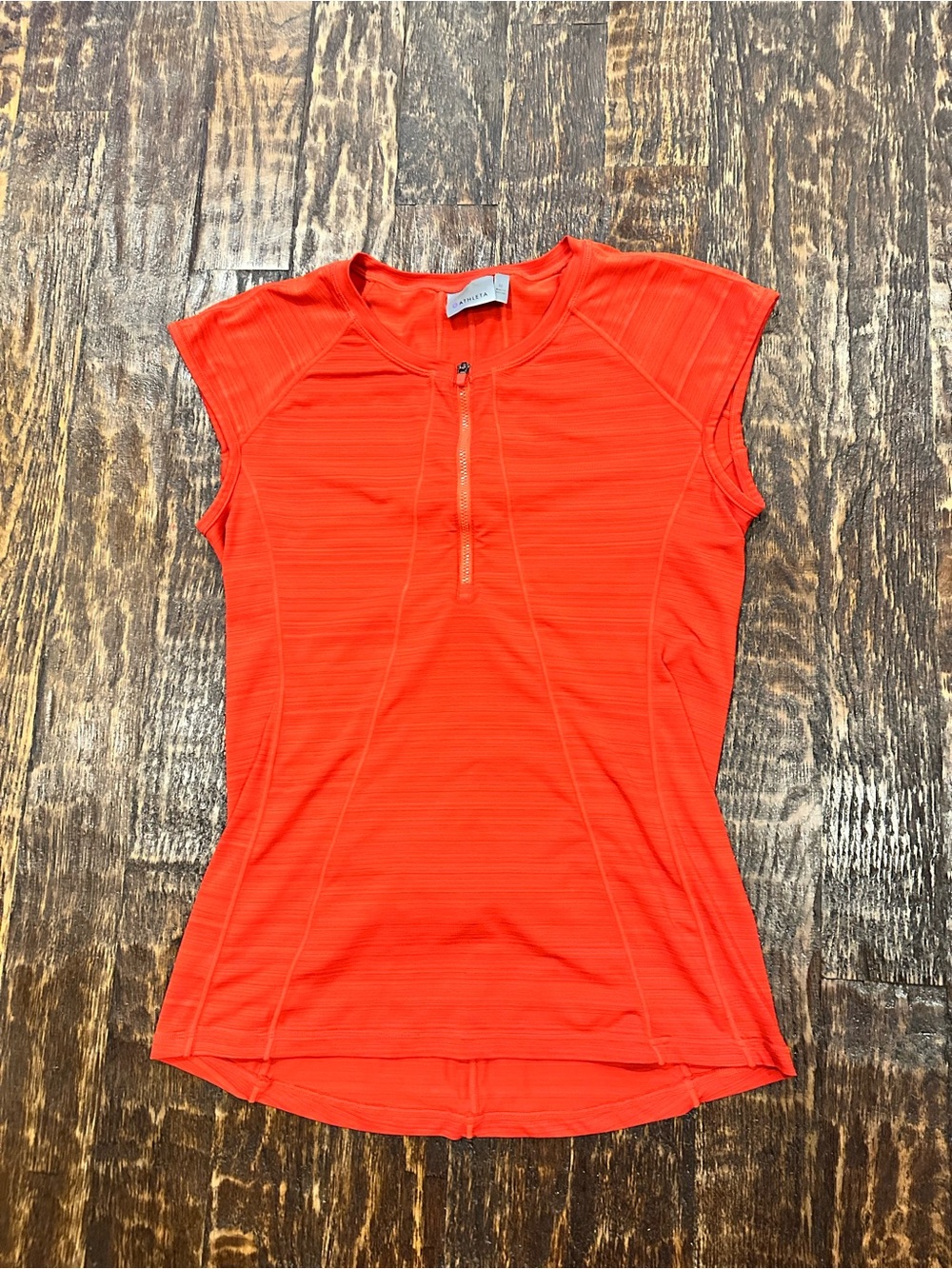 Athleta Bright Orange Zip-Front Performance Tank